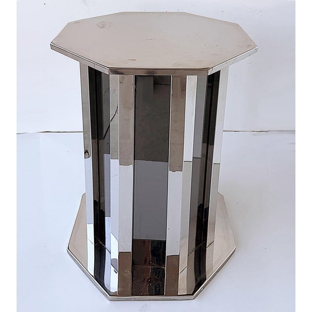 1980s 1980s Vintage Italian Chrome and Smoked Glass Pedestal or Table Base For Sale - Image 5 of 5