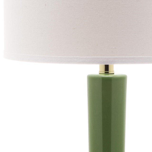 Modern 30.5 Inch H Long Neck Ceramic Table Lamp in Green - a Pair For Sale - Image 3 of 8