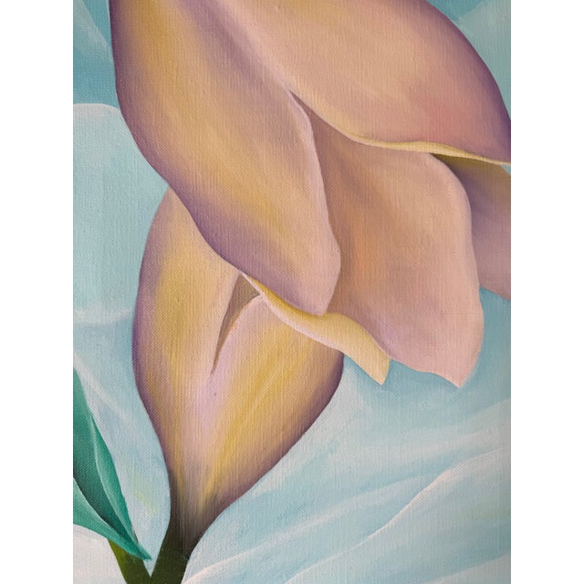 Vintage Calla Lilies Still Life Oil Painting, Framed For Sale - Image 9 of 11