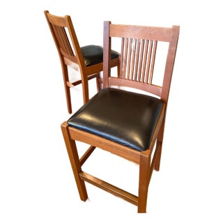 Stickley Mission Oak Bar Stools For Sale
