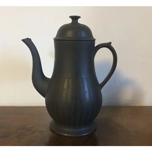 English Antique 18th Century English Wedgwood Black Basalt Engine Turned Coffee Pot For Sale - Image 3 of 11