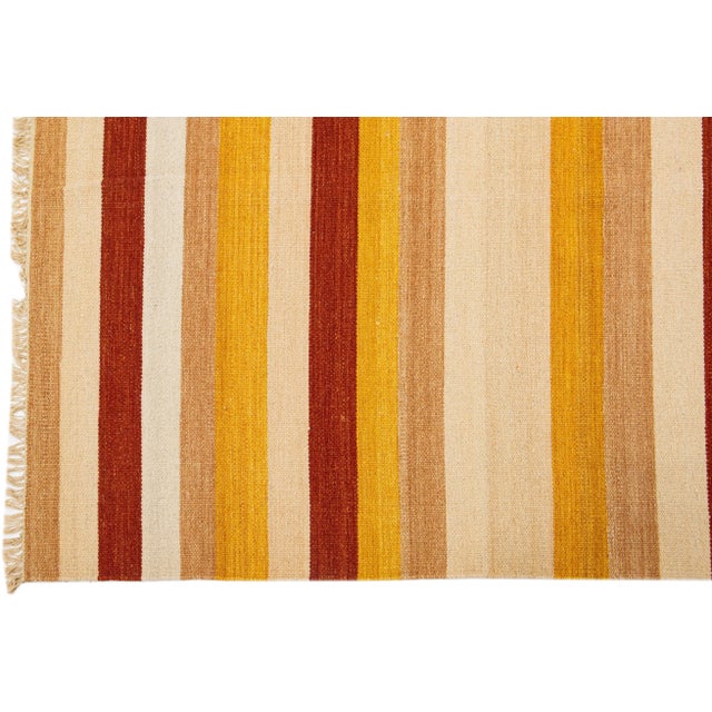 2020s Modern Kilim Handmade Multicolor Geometric Wool Rug For Sale - Image 4 of 7