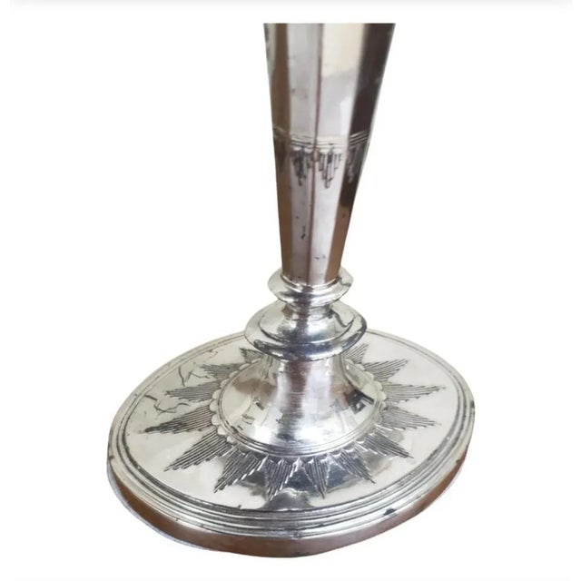 1950s Silverplate Convertible Three-Light Candelabra- a Pair For Sale - Image 4 of 6