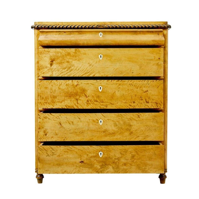 Late 19th Century Swedish Carved Birch Chest of Drawers, 1870s For Sale - Image 5 of 10