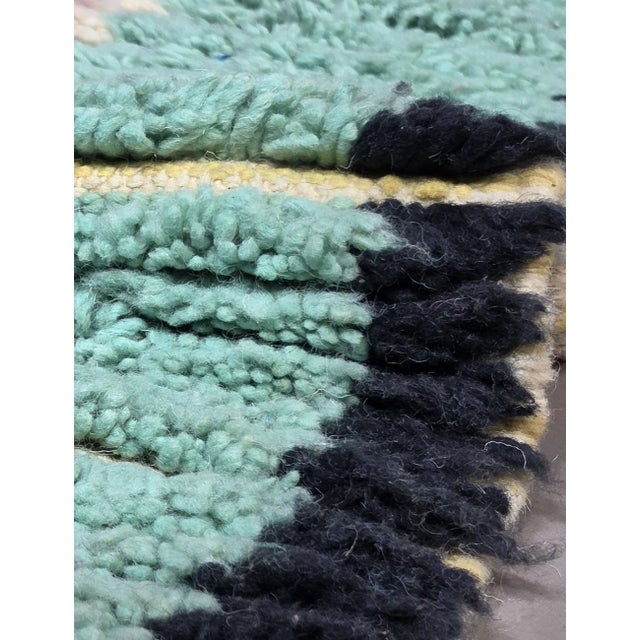 Handwoven Berber Wool Rug With Turquoise - 9.7 X 6.8 Ft For Sale - Image 4 of 6