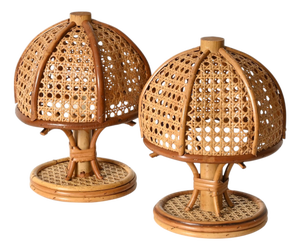 Table Lamps in Rattan and Vienna Straw by Louis Sognot, Italy, 1960s, Set of 2