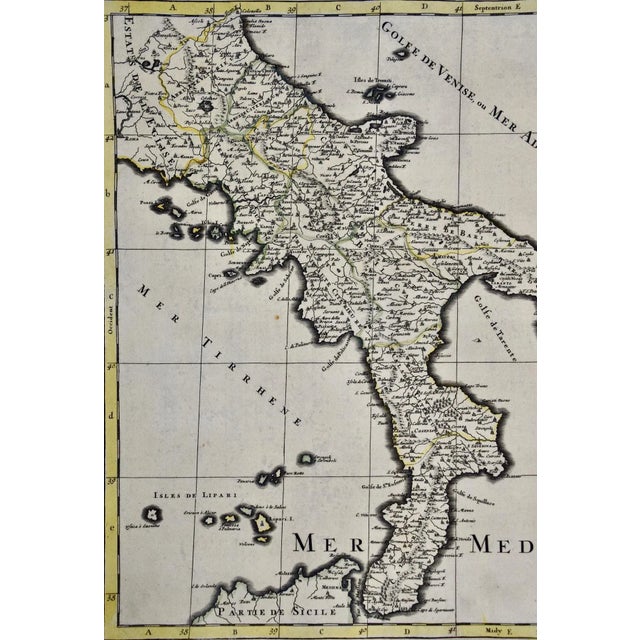 Naples and S. Italy: A Large 17th C. Hand-Colored Map by Sanson and Jaillot, 1692 For Sale - Image 4 of 5