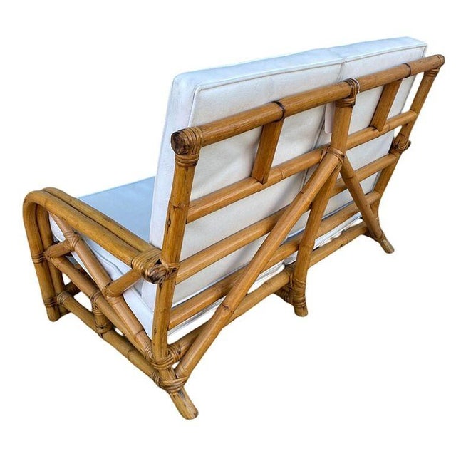 Restored Child Size "1949er" Two-Strand Rattan Sofa & Lounge Chair Set For Sale - Image 10 of 12