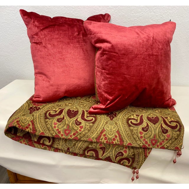 Majestic & Rich 3 Piece Toss Pillow and Throw Set in a Striking Victorian Inspired Paisley Print - Made in Wales Set...