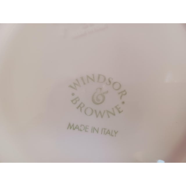 Lovely collectible Windsor and Browne ceramic 10" dinner plates embossed with the Lattice pattern. Made in Italy in the...