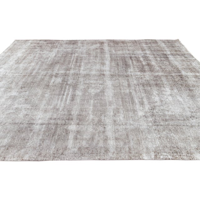 Textile 1960s Vintage Persian Distressed Handmade Medallion Gray Wool Rug For Sale - Image 7 of 10