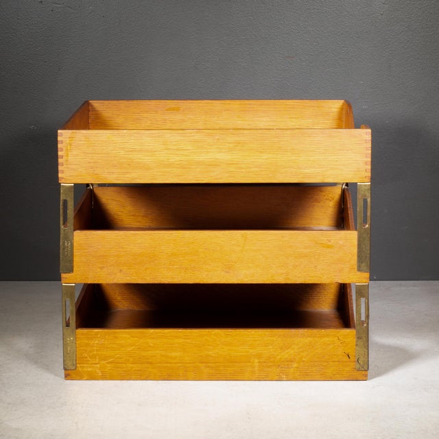 Globe Wernicke Antique Globe-Wernicke Three-Tier Office Tray c.1911 For Sale - Image 4 of 9
