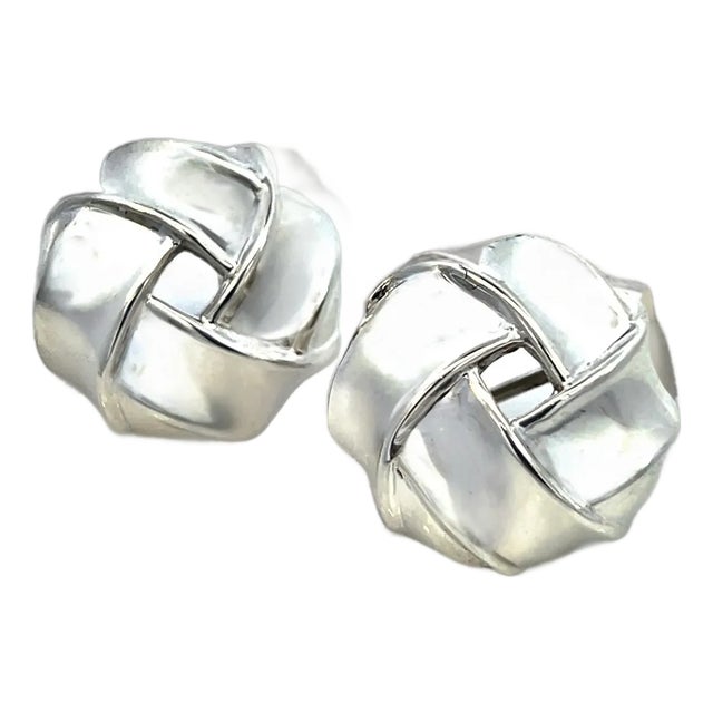 Tiffany & Co Estate Large Love Knot Earrings Sterling Silver For Sale