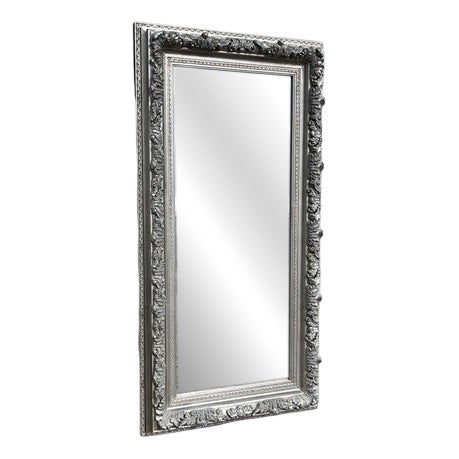 Large Full-Length Mirror with Silver Frame For Sale
