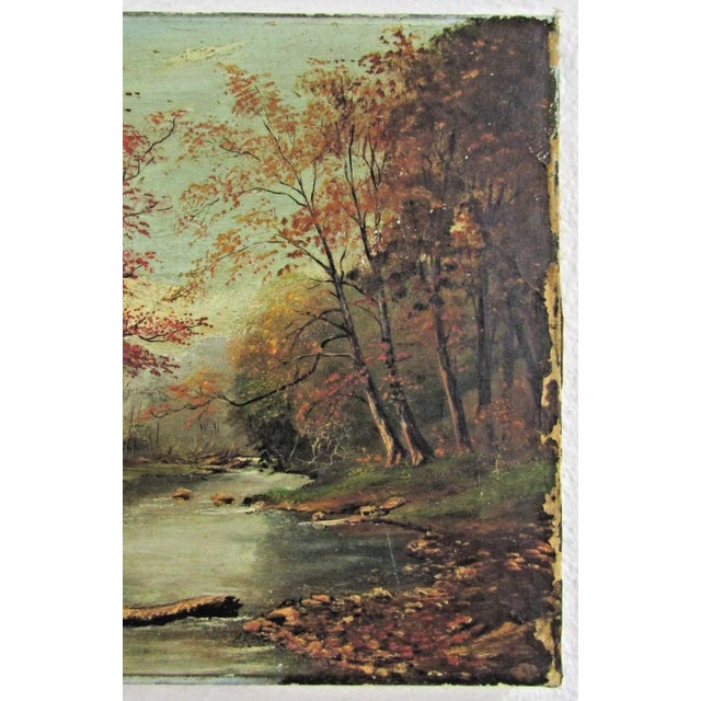 The Hudson River School 19th Century Antique Hudson River School Signed Autumn Scene Oil Painting For Sale - Image 3 of 10