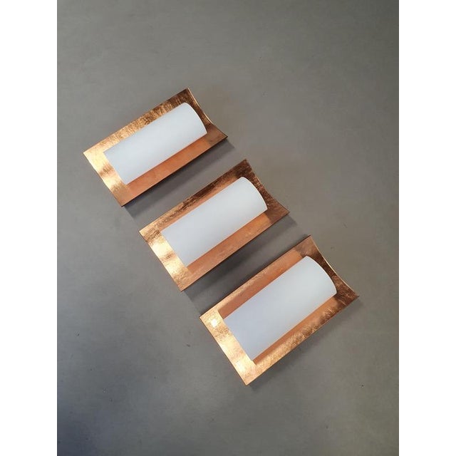 White Glass and Copper Wall Sconces from Bankamp Leuchten, Set of 3 For Sale - Image 4 of 11