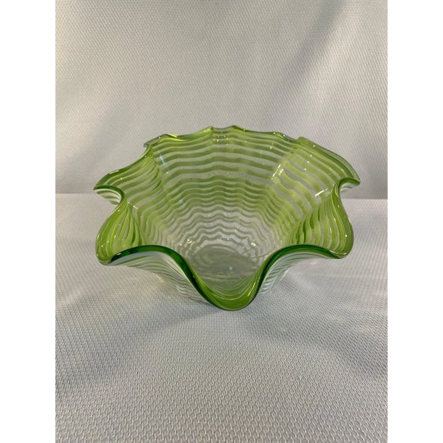 Mid-Century Modern 1960s Italian Cased Glass Swirl Ruffle Decorative Bowl For Sale - Image 3 of 13