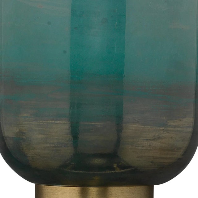 Hollywood Regency Jamie Young Vapor Single Wall Sconce in Antique Brass & Aqua For Sale - Image 3 of 9