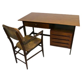 Italian Set with Teak Desk & Chair by Vittorio Dassi, 1950s, Set of 2 For Sale