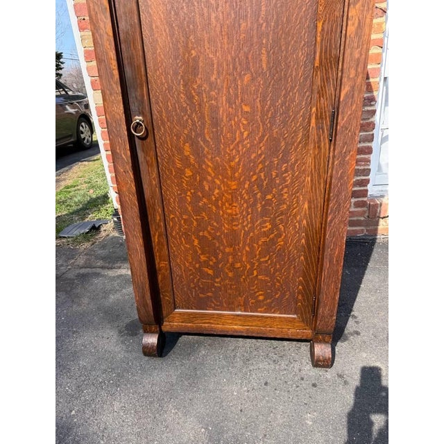 Victorian Antique Victorian Oak Wardrobe Cabinet For Sale - Image 3 of 15