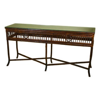 Late 20th Century Brighton Style Burnt Bamboo Console Table For Sale