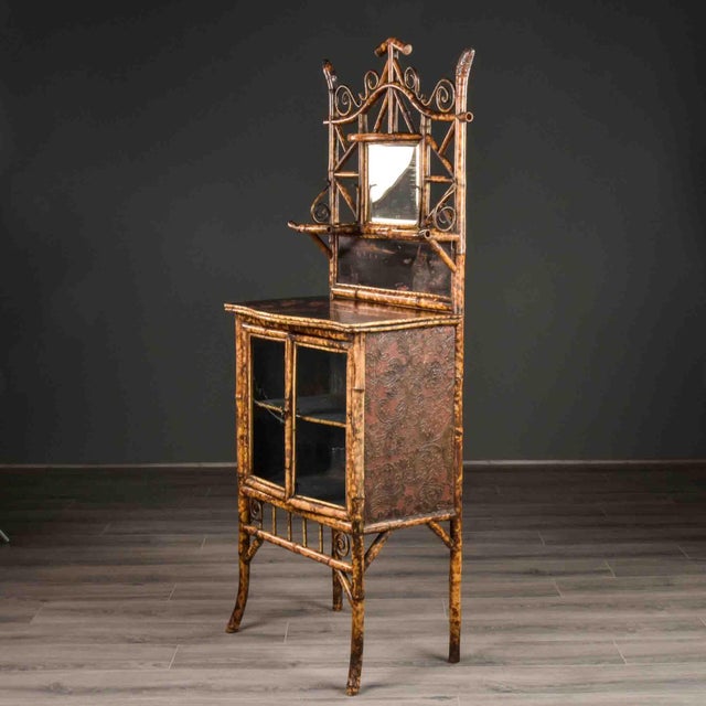 Traditional Late 19th Century English Aesthetic Movement Glazed Bamboo Cabinet For Sale - Image 3 of 12