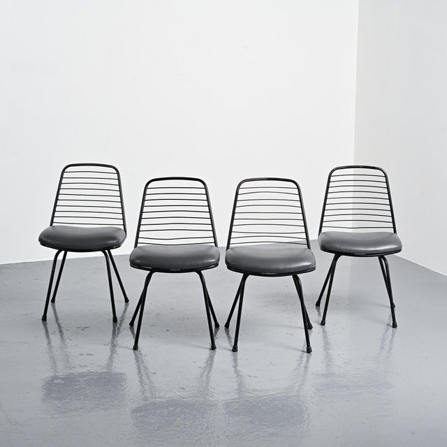Modernist Wire Chairs attributed to Jean-Louis Bonnant, 1955, Set of 4 For Sale - Image 9 of 13