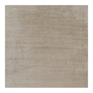 Rug & Kilim’s Oversized Modern Textural Rug in Beige-Brown Stripes and Striae - 14x14 For Sale