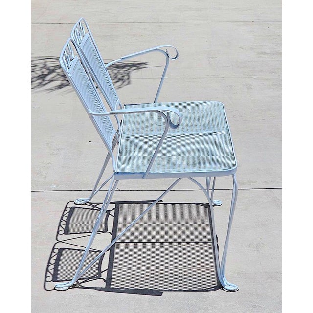Vintage Mid-Century Modern Russell Woodard Style Wrought Iron Patio Settee Bench – Hollywood Regency Salterini Style Garden Loveseat For Sale - Image 9 of 17