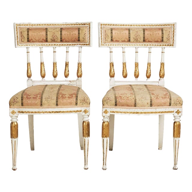18th Century Swedish Gustavian Painted Side Chairs, Set of 2 For Sale