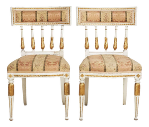 18th Century Swedish Gustavian Painted Side Chairs, Set of 2