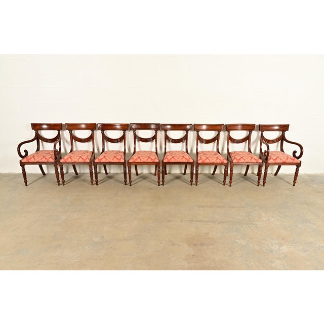 A gorgeous set of eight Italian Provincial or English Regency style dining chairs In the manner of Baker Furniture USA,...