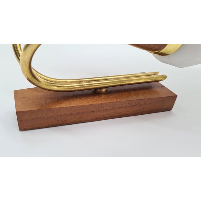 Brown Wall Lamps in Teak, Brass and White Glass, Germany, 1960s, Set of 2 For Sale - Image 8 of 9