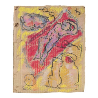 Sirio Pellegrini, Reclined Nude, Mixed Media, 1960s For Sale