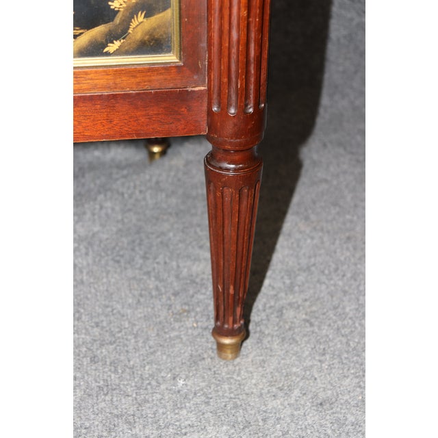 Wood 1940s Signed Maison Jansen Brass Mounted Chinoiserie Marble Top Louis XVI Commode For Sale - Image 7 of 14
