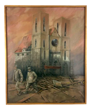 Piotr Synowerski, Church, Oil on Canvas, 1990s, Framed