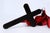Metal Wooden Cross with Silver Applications and Jesus Crucified with Red Fabric For Sale - Image 7 of 9