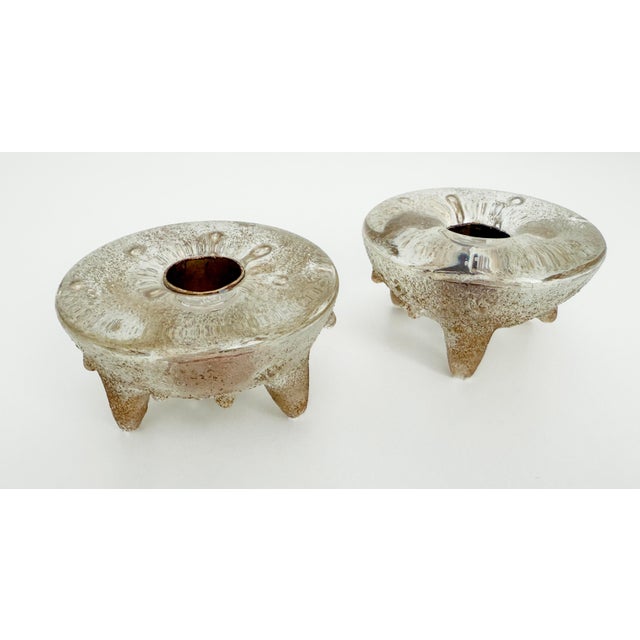 1920's French Andre Thuret Style Glass Candle Holders - A Pair For Sale - Image 9 of 9