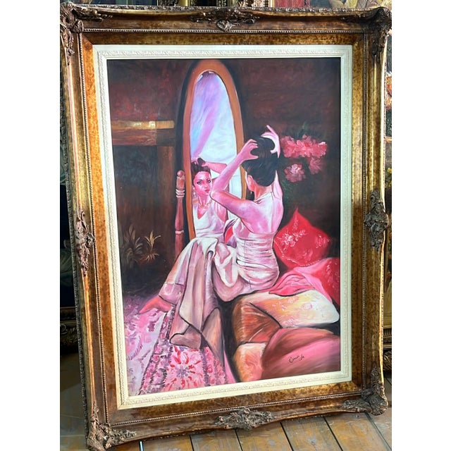 Bring romance, elegance, and artistic character to your interior with this captivating portrait of a young woman gazing...