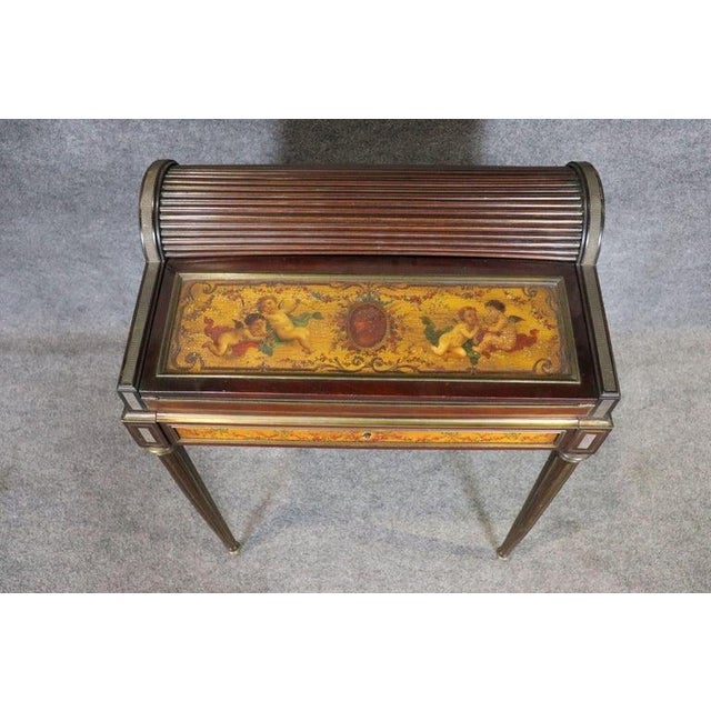 French Hand Painted Paul Sormani Ladies Roll Top Desk For Sale - Image 3 of 12