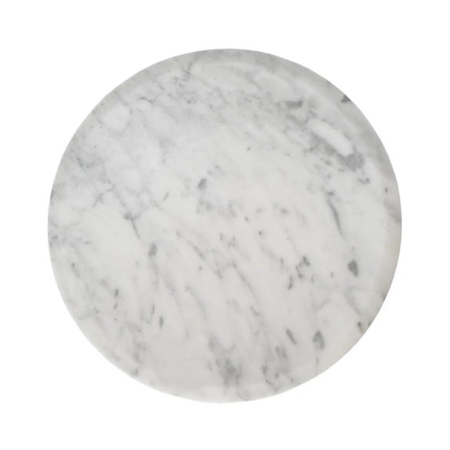 Modern Minimalist Low White Marble Plate Bowl For Sale In Los Angeles - Image 6 of 8