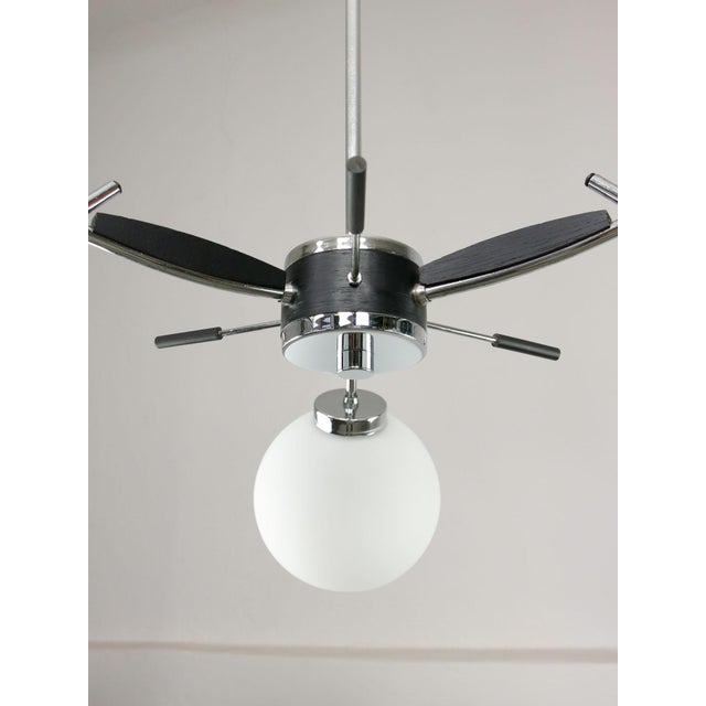 Space Age Italian Chrome and Opaline Chandelier, 1970s For Sale - Image 15 of 18