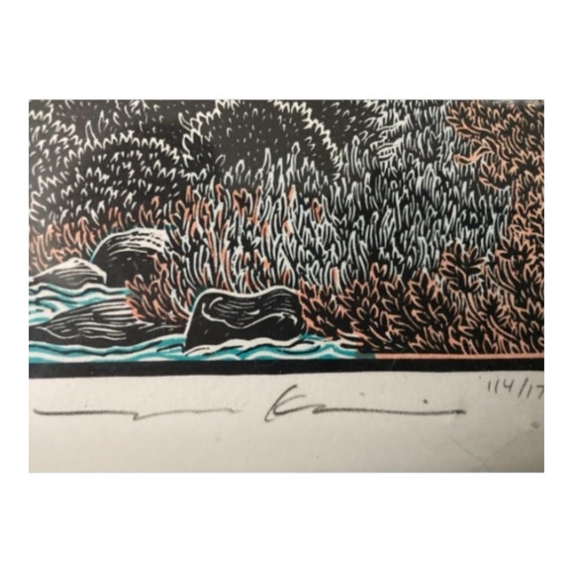 Traditional Tom Killion Signed Woodcut “Sawtooth Crest From Chagoopa Creek” (2006) – Framed, Edition 114/170 For Sale - Image 3 of 4