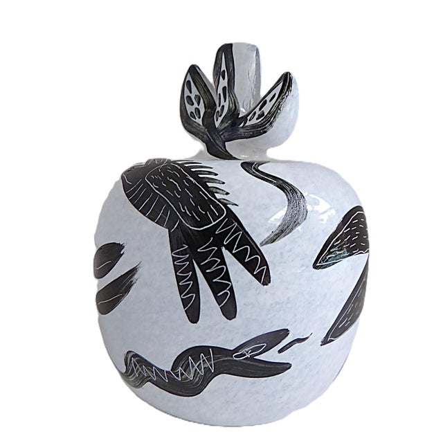Rarely seen CARANBA Series hand-painted crystal apple paperweight by Ulrica Hydman Vallien for Kosta Boda, Sweden from the...