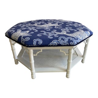 Vintage Faux Bamboo Ottoman For Sale