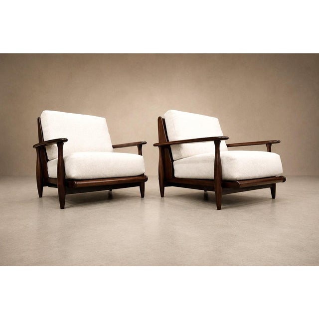 Pair of Armchairs in Brazilian Rosewood & Bouclé by Liceu de Artes, 1960s – Lot 218A For Sale In New York - Image 6 of 14