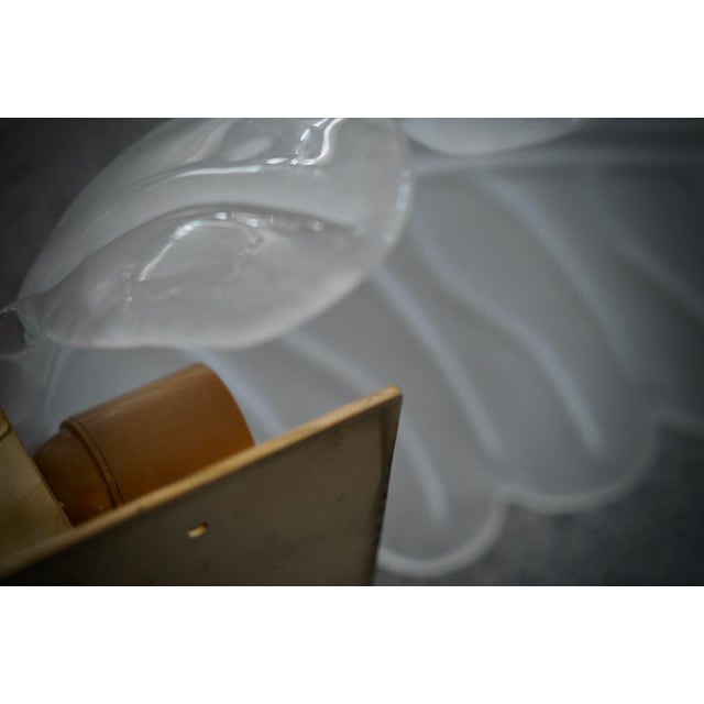 Murano Art Glass Sandblasted Light White and Brass Wall Light and Sconces, 2000 For Sale - Image 10 of 11