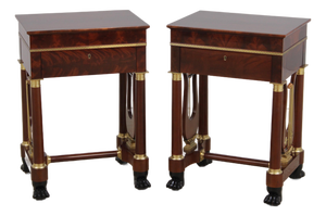 Pair of Kindel Masterworks Winterthur Empire Mahogany Nightstands