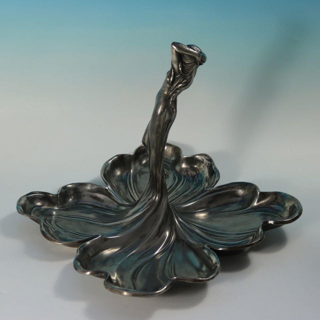 Art Nouveau 1910s WMF Art Nouveau Maiden Four Sectioned Fruit Dish For Sale - Image 3 of 13