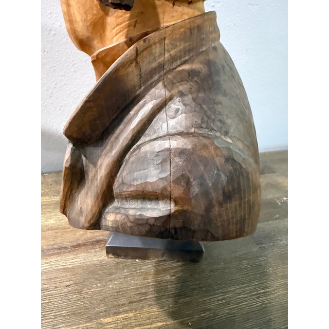 Vintage Hans Huggler Wyss Wood Carved Bust Old Man - Unsigned For Sale - Image 10 of 18